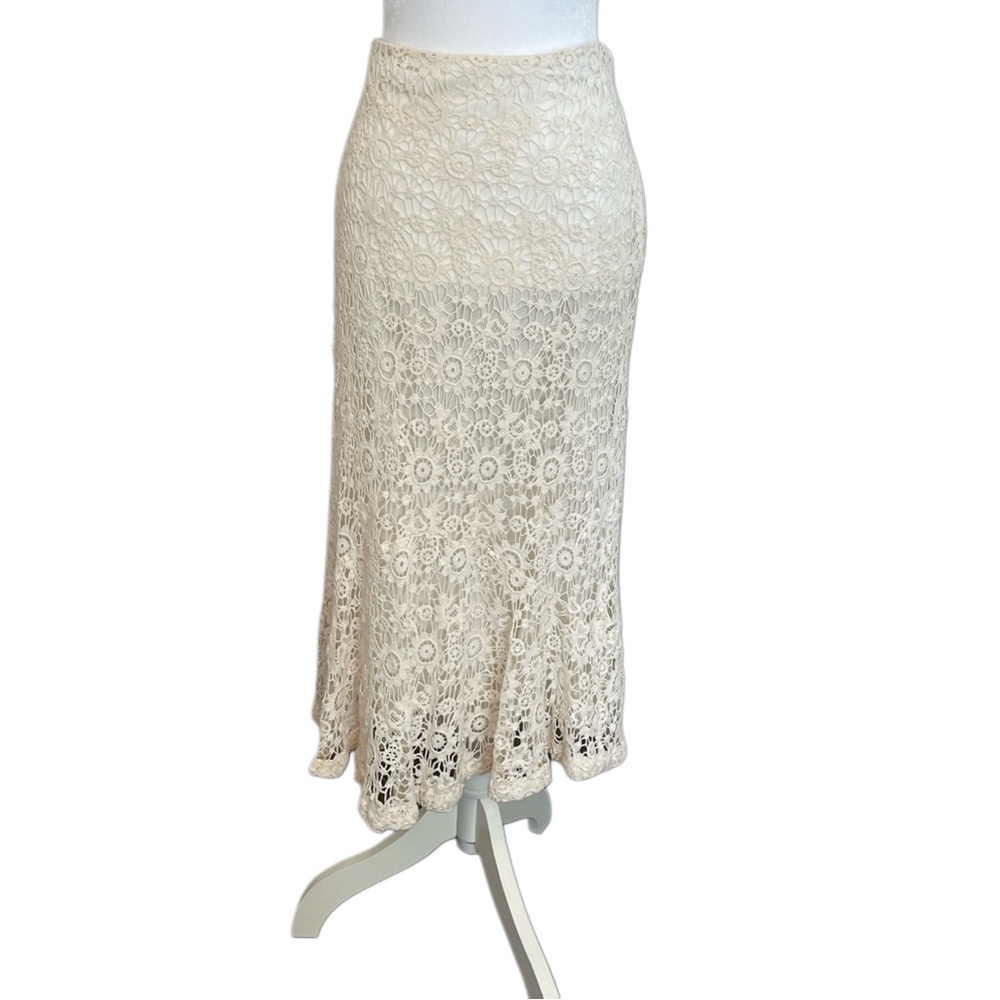 Elegant White Crochet Maxi Skirt by Kyra